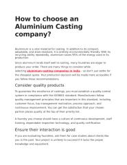 How to choose an Aluminium Casting company